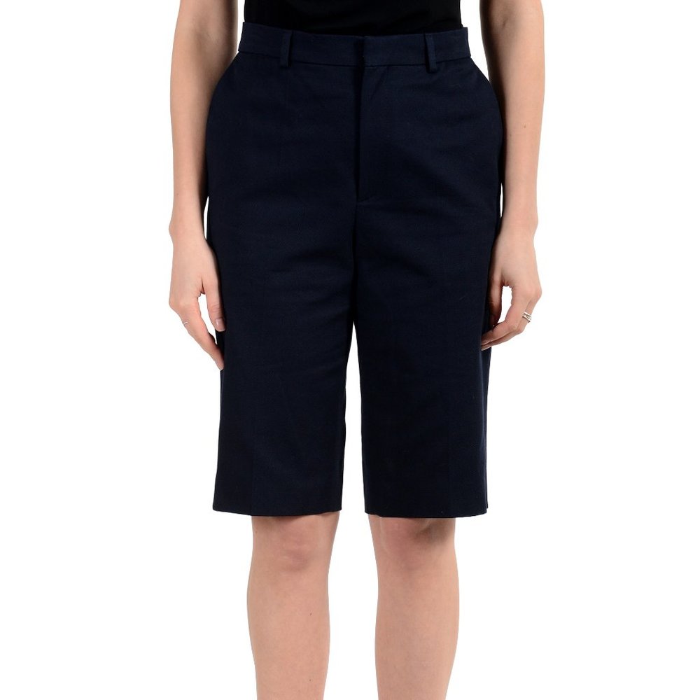 Hugo Boss Women's Blue Flat Front Bermuda Shorts